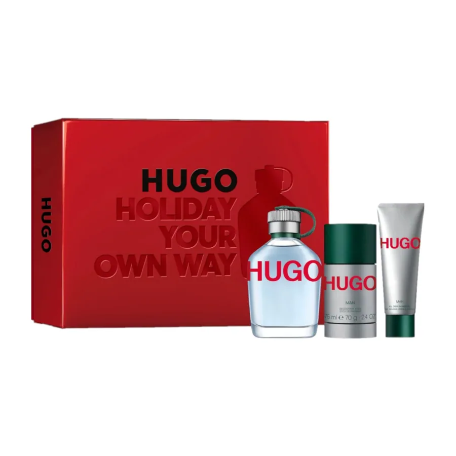 HUGO Man Eau de Toilette Spray – 125ml + Deodorant Spray – 75ml + Shower Gel 50ml