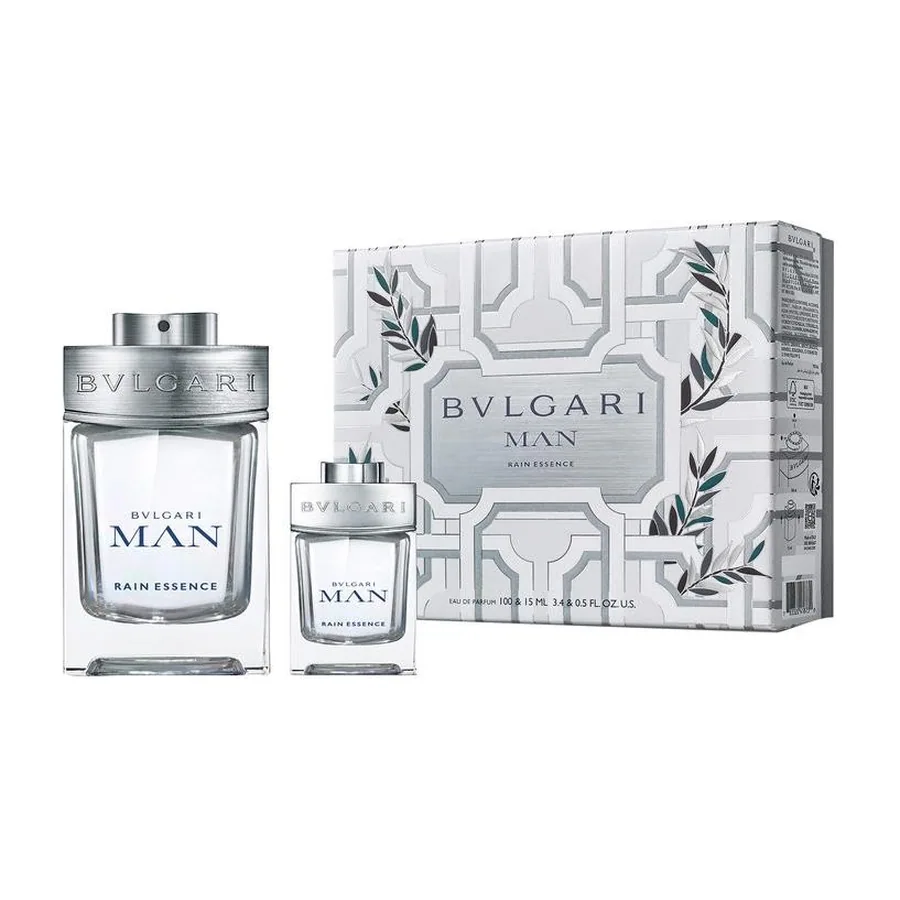 Bvlgari Man Rain Essence Eau de Parfum Spray 100ml + Eau de Parfum Spray 15ml Christmas Gift Set